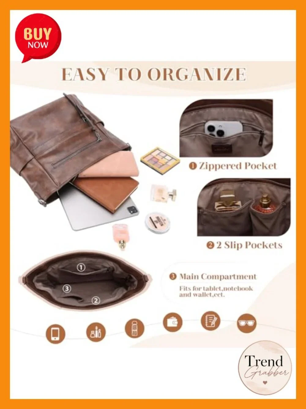 Vegan Leather Hobo Bag with Wallet Set, Tote with Guitar Strap, Medium, Zippered